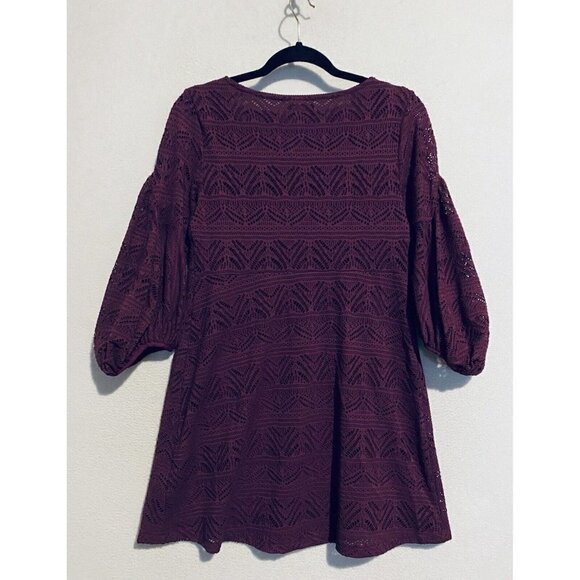 Anthropologie Maeve Dress Womens XS Purple Laila Mini Crochet Lace Boho Peasant - Picture 5 of 8